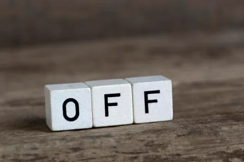Off, written in cubes Stock Photos