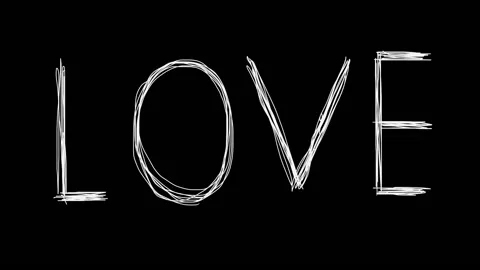 Written LOVE moves in stop motion on a black background Stock Footage 221784424