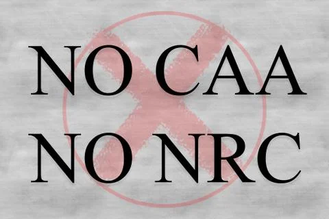Written NO CAA and NO NRC on white paper banner background. Illustration