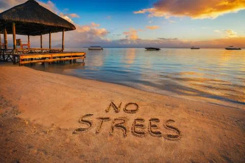 The written "No stress" 库存照片