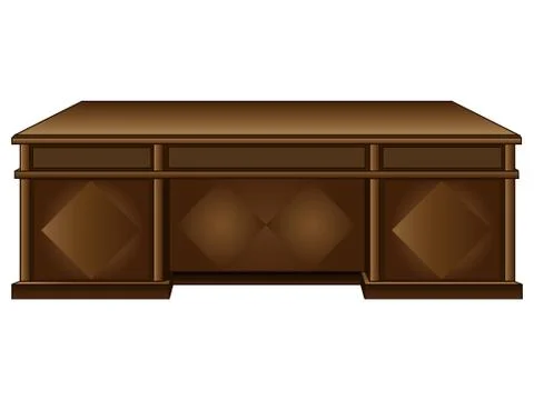 Written office table, table for the chief. Wooden brown table. Stock Illustration