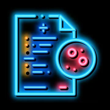Written report on skin problems neon glow icon illustration Stock Illustration