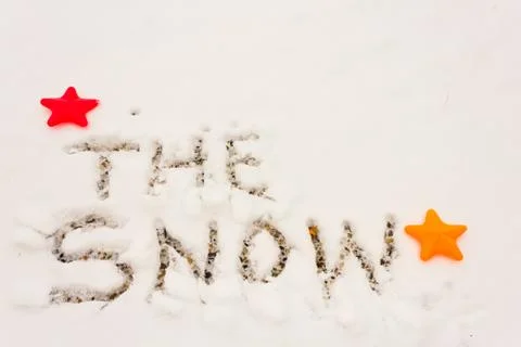 The written the snow Stock Photos