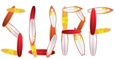 Written with surfboards.vector illustration Stockillustratie