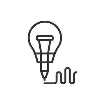 Written text idea, icon in line design. Written, text, idea, notes, creativity Stock Illustration