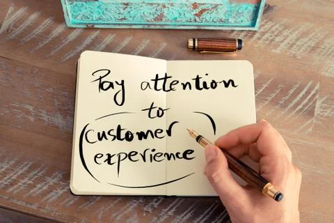 Written text PAY ATTENTION TO CUSTOMER EXPERIENCE Stock Photos