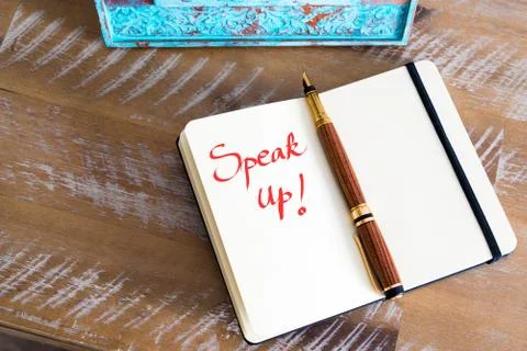 Written text Speak Up Stock Photos