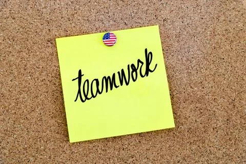 Written text Teamwork over yellow paper note Stock Photos