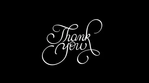 Written thank you animation text with alpha channel. Hand drawn Calligraphy Video stock 80945335