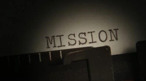 Written on a typewriter. MISSION. VISION. STRATEGY. Stock-Footage 10823359