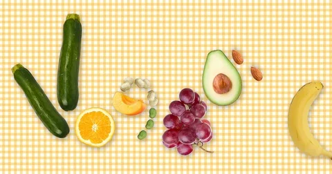 Written vegan stop motion with tablecloth Stock Footage 76074604