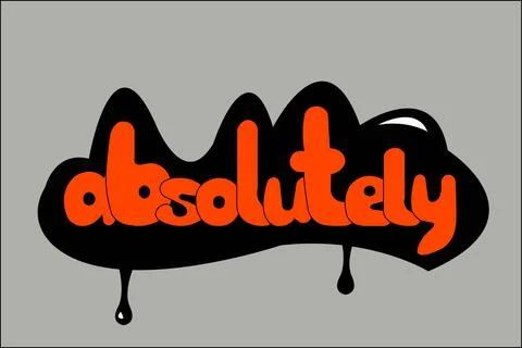 Written the word interjections - "absolutely", can be applied as a sticker, o Stock Illustration