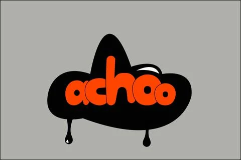 Written the word interjections - "achoo", can be applied as a sticker, or a s Stock Illustration