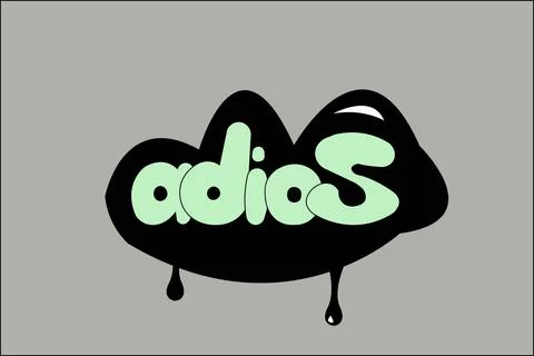 Written the word interjections - "adios", can be applied as a sticker, or a s Stock Illustration