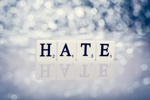 Written word of tiles with letters - hate Stock-Illustration