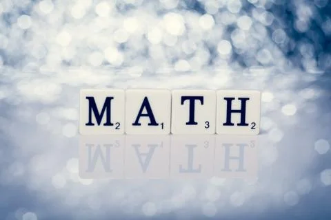 Written word of tiles with letters - math Stock-Illustration
