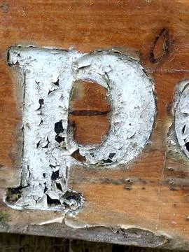 Written Wording in Distressed State Typography Found Ransom Font Letter P Foto stock