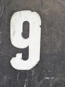 Written Wording in Distressed State Typography Found Ransom Number Nine 9 Stock Photos