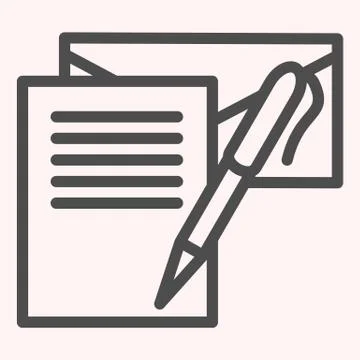 Writting letter line icon. Notes, envelope and pen. Postal service vector design Stock Illustration