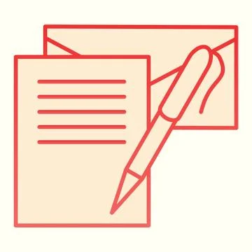 Writting letter line icon. Notes, envelope and pen. Postal service vector design Stock Illustration