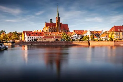 Wroclaw Cathedral at the river Stock Photos
