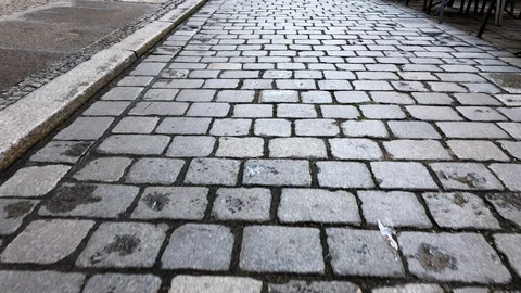 Wroclaw, Poland - Low Angle Dolly Shot Along Cobblestone Street, 4K 스톡 동영상 89880965