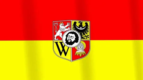 Wroclaw State realistic flag looping HD background Stock Footage 84280995