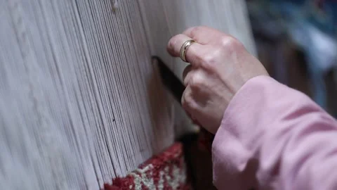Wroking on a big carpet 2 Stock Footage 326499572