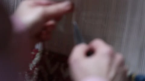 Wroking on a big carpet 3 Stock Footage 326499499