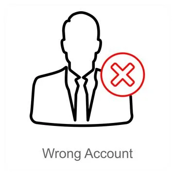 Wrong Account and profile icon concept Stock Illustration