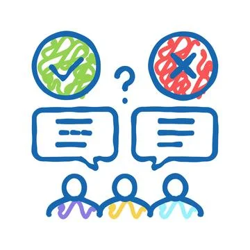 Wrong and correct opinion icon doodle illustration Stock Illustration