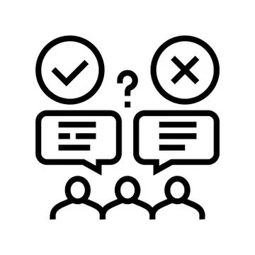 Wrong and correct opinion line icon vector illustration Stock Illustration