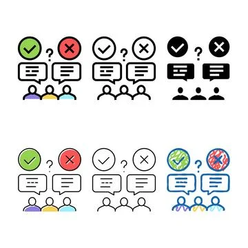 Wrong and correct opinion minimal color icon vector イラスト素材