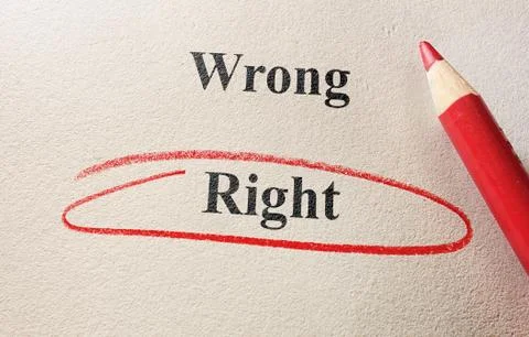 Wrong and right Stock Photos