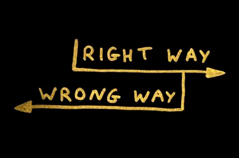 Wrong and right way conception texts Illustrazione stock