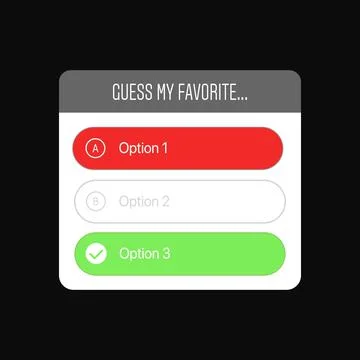 Wrong Answer in Quiz Option Sticker. Guess my Favorite. Social Media Sticker Stock Illustration