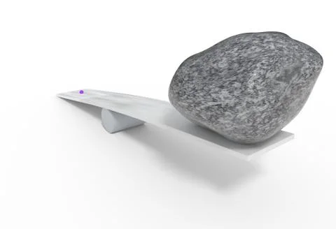 Wrong balancing small heavy and big stones 3d illustration Stock Illustration