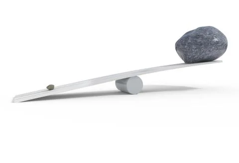 Wrong balancing small heavy and big stones 3d illustration Stock Illustration