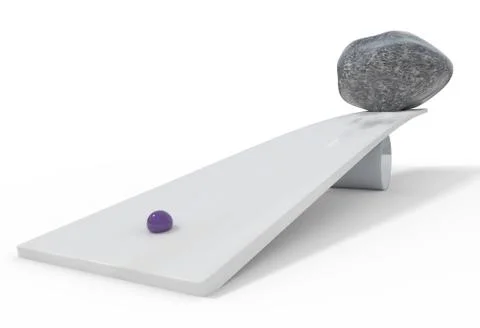 Wrong balancing small heavy and big stones 3d illustration Stock Illustration