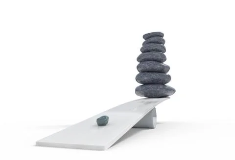 Wrong balancing stones set and small heavy 3d illustration Stock Illustration