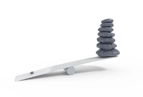 Wrong balancing stones set and small heavy 3d illustration Stock Illustration