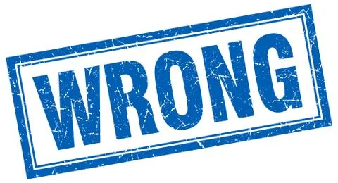 Wrong blue grunge square stamp on white Stock Illustration
