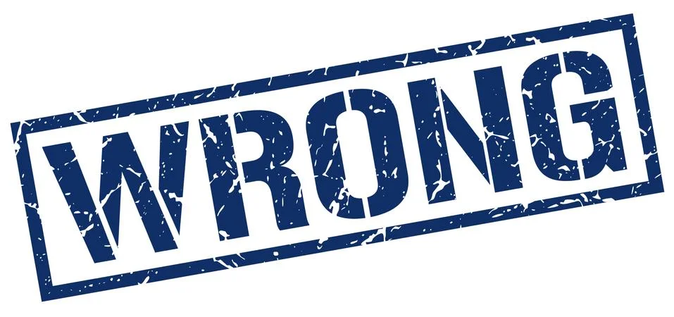 Wrong blue grunge square vintage rubber stamp Stock Illustration