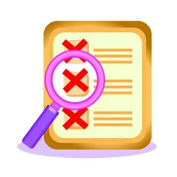 Wrong checklist and verification document vector illustration Illustrazione stock