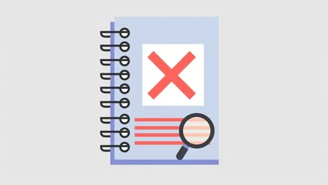 Wrong checkmark on the data validation checklist icon in a cartoon animation. Stock Footage 316649870