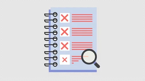 Wrong checkmark on the data validation checklist icon in a cartoon animation. Stock Footage 316657857