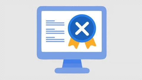 Wrong checkmark on digital award of completion icon in cartoon animation. Stock Footage 310720453