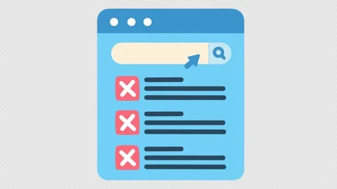 Wrong checkmark on online task management and search icon in cartoon animation. Stock Footage 310643585