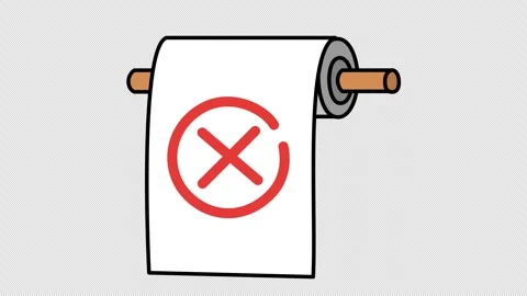 Wrong checkmark on paper roll in cartoon animation. Error task confirmation icon Stock Footage 310126881
