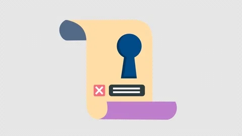 Wrong checkmark on Secure document icon animation. Data security check. Stock Footage 291689296